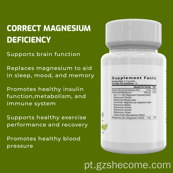Suplemento avançado de magnésio para a saúde do sono e do cérebro